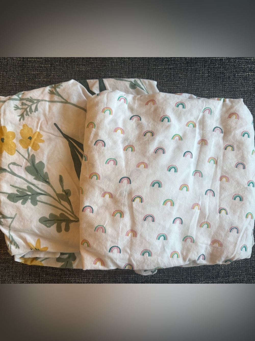 Floral & Rainbow Crib Sheet with Waterproof Mattress Protector